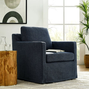 Modway Furniture Serene Slipcovered Swivel Armchair with Plush Cushioning for Modern Living Spaces and Comfort Slate Blue EEI-6910-SLB
