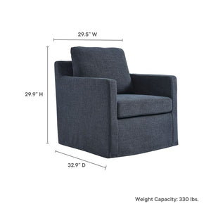 Modway Furniture Serene Slipcovered Swivel Armchair with Plush Cushioning for Modern Living Spaces and Comfort Slate Blue EEI-6910-SLB