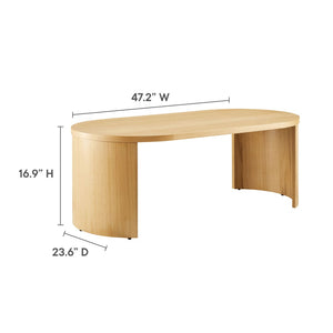Modway Furniture Aspect Oval Wood Coffee Table - Elegant Oak Design with Adjustable Legs for Stylish Living Spaces EEI-6911-OAK