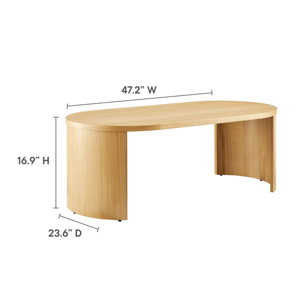 Modway Furniture Aspect Oval Wood Coffee Table - Elegant Oak Design with Adjustable Legs for Stylish Living Spaces EEI-6911-OAK