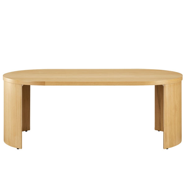 Modway Furniture Aspect Oval Wood Coffee Table - Elegant Oak Design with Adjustable Legs for Stylish Living Spaces EEI-6911-OAK