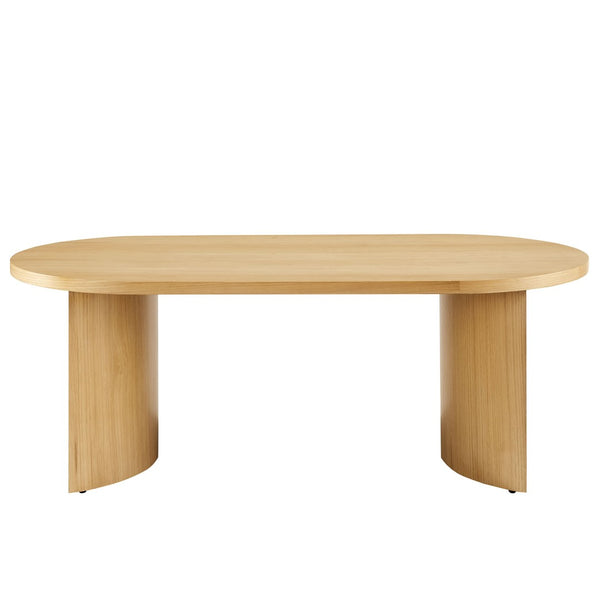 Modway Furniture Aspect Oval Wood Coffee Table - Elegant Oak Design with Adjustable Legs for Stylish Living Spaces EEI-6911-OAK