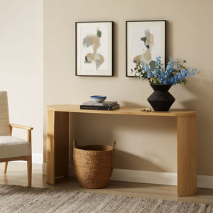 Modway Furniture Aspect Oval Wood Console Table - Chic Oak Entryway Design with Reversible Legs & Slim Profile EEI-6912-OAK