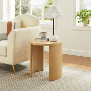 Modway Furniture Aspect Round Wood End Table - Modern Oak Accent for Small Spaces, Minimalist Design & Easy Assembly EEI-6913-OAK