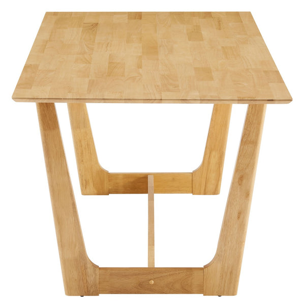 Modway Furniture Solara 7-Piece Wood Dining Set with Upholstered Armchairs for Modern Comfort and Style Natural Heathered Weave Beige EEI-7076-NAT-HEB