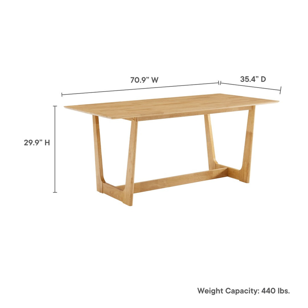 Modway Furniture Solara 71" Elegant Rectangle Wood Dining Table - Mid-Century Style for Versatile Spaces Natural EEI-6914-NAT