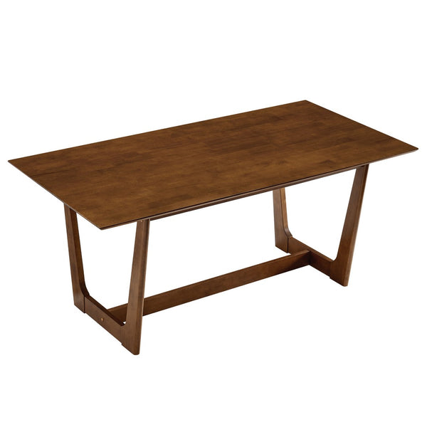 Modway Furniture Solara 71" Elegant Rectangle Wood Dining Table - Mid-Century Style for Versatile Spaces Walnut EEI-6914-WAL