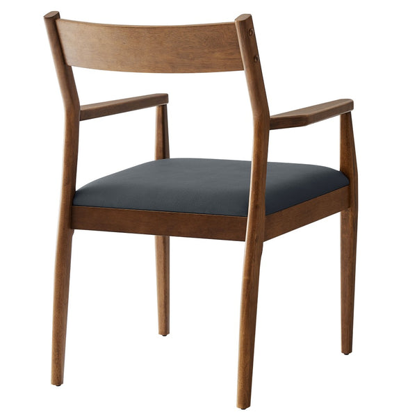 Modway Furniture Solara Vegan Leather Dining Armchairs Set of 2 - Mid-Century Modern Comfort in Walnut Finish EEI-6915-WAL-BLK