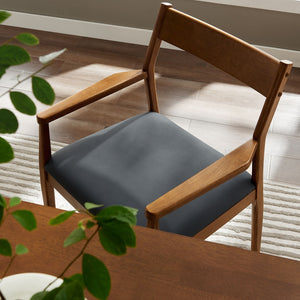 Modway Furniture Solara Vegan Leather Dining Armchairs Set of 2 - Mid-Century Modern Comfort in Walnut Finish EEI-6915-WAL-BLK