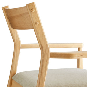 Modway Furniture Solara Fabric Wood Dining Armchairs Set of 2 - Stylish Mid-Century Comfort for Modern Spaces Natural Heathered Weave Beige EEI-6916-NAT-HEB