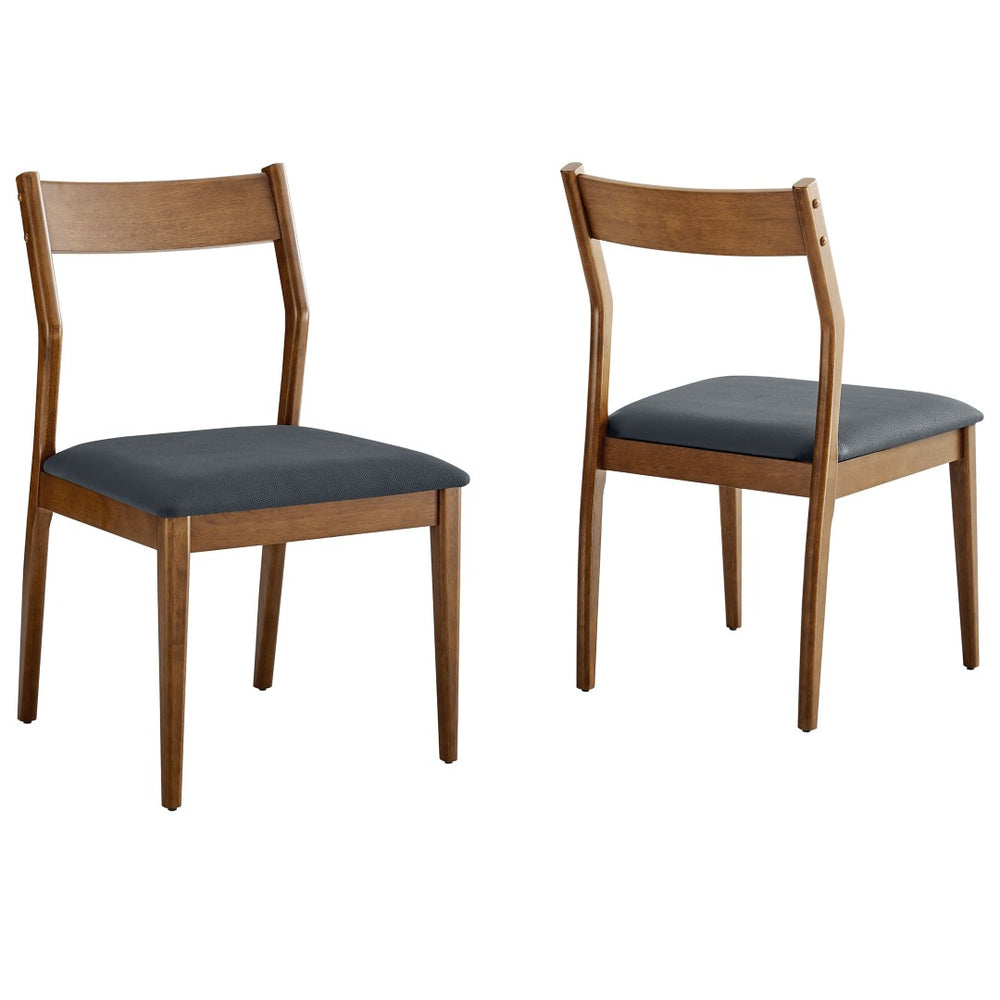 Modway Furniture Solara Vegan Leather Dining Side Chairs Set of 2 – Mid-Century Modern Comfort in Walnut Black EEI-6917-WAL-BLK
