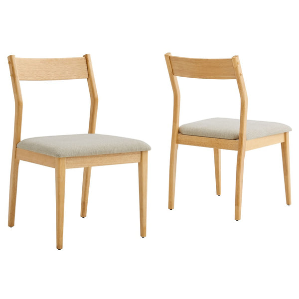 Modway Furniture Solara Fabric Wood Dining Side Chairs Set of 2 - Mid-Century Modern Comfort for Home & Office Natural Heathered Weave Beige EEI-6918-NAT-HEB