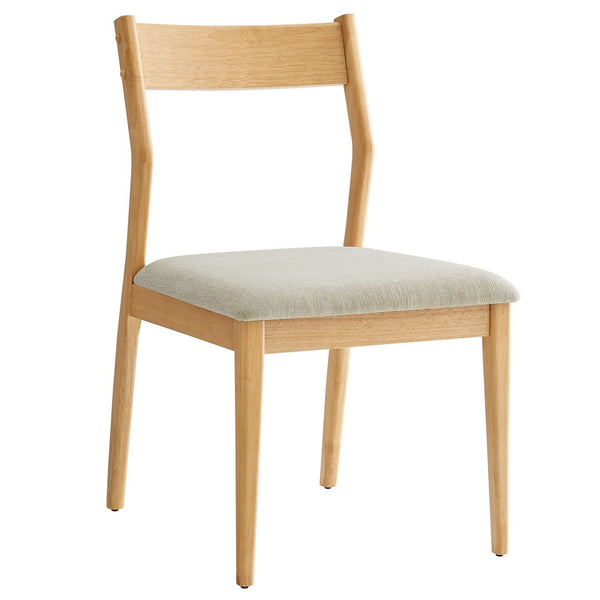 Modway Furniture Solara Fabric Wood Dining Side Chairs Set of 2 - Mid-Century Modern Comfort for Home & Office Natural Heathered Weave Beige EEI-6918-NAT-HEB