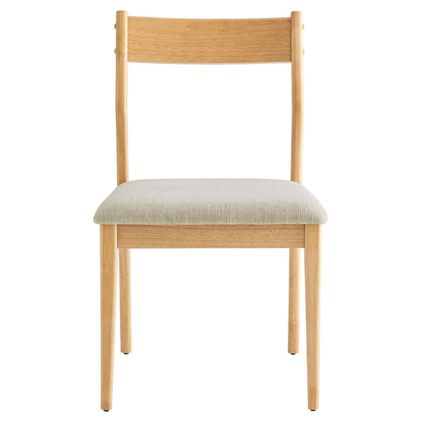 Modway Furniture Solara Fabric Wood Dining Side Chairs Set of 2 - Mid-Century Modern Comfort for Home & Office Natural Heathered Weave Beige EEI-6918-NAT-HEB