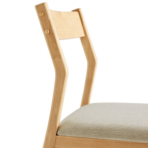 Modway Furniture Solara Fabric Wood Dining Side Chairs Set of 2 - Mid-Century Modern Comfort for Home & Office Natural Heathered Weave Beige EEI-6918-NAT-HEB