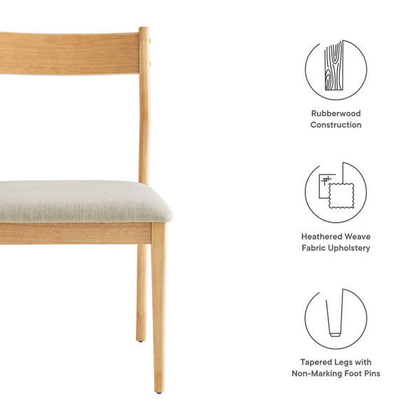 Modway Furniture Solara Fabric Wood Dining Side Chairs Set of 2 - Mid-Century Modern Comfort for Home & Office Natural Heathered Weave Beige EEI-6918-NAT-HEB