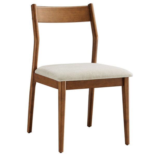 Modway Furniture Solara Fabric Wood Dining Side Chairs Set of 2 - Mid-Century Modern Comfort for Home & Office Walnut Heathered Weave Beige EEI-6918-WAL-HEB