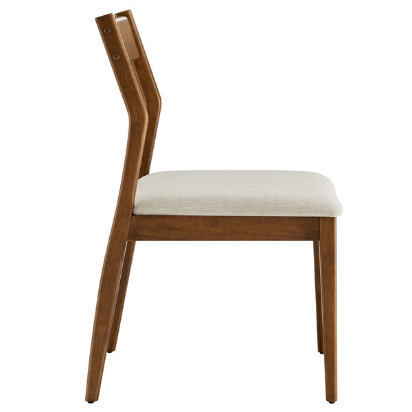 Modway Furniture Solara Fabric Wood Dining Side Chairs Set of 2 - Mid-Century Modern Comfort for Home & Office Walnut Heathered Weave Beige EEI-6918-WAL-HEB