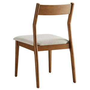 Modway Furniture Solara Fabric Wood Dining Side Chairs Set of 2 - Mid-Century Modern Comfort for Home & Office Walnut Heathered Weave Beige EEI-6918-WAL-HEB