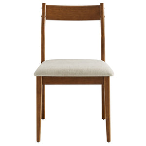 Modway Furniture Solara Fabric Wood Dining Side Chairs Set of 2 - Mid-Century Modern Comfort for Home & Office Walnut Heathered Weave Beige EEI-6918-WAL-HEB