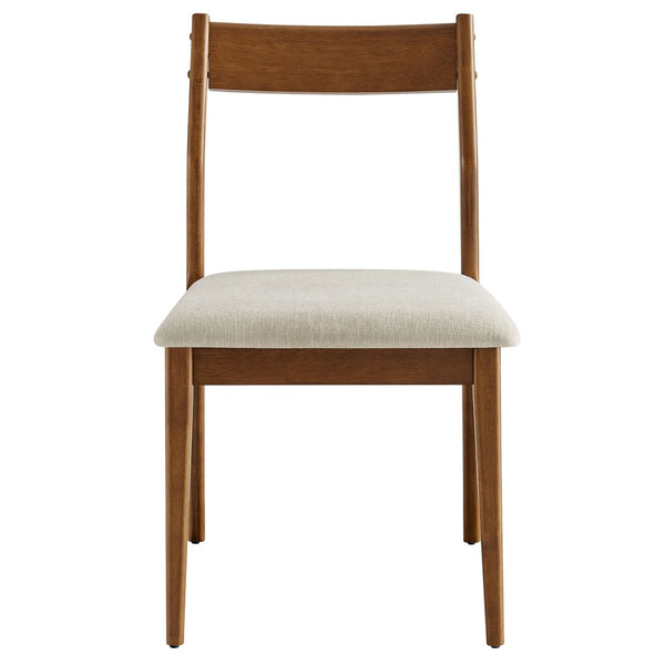 Modway Furniture Solara Fabric Wood Dining Side Chairs Set of 2 - Mid-Century Modern Comfort for Home & Office Walnut Heathered Weave Beige EEI-6918-WAL-HEB