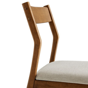 Modway Furniture Solara Fabric Wood Dining Side Chairs Set of 2 - Mid-Century Modern Comfort for Home & Office Walnut Heathered Weave Beige EEI-6918-WAL-HEB