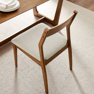 Modway Furniture Solara Fabric Wood Dining Side Chairs Set of 2 - Mid-Century Modern Comfort for Home & Office Walnut Heathered Weave Beige EEI-6918-WAL-HEB