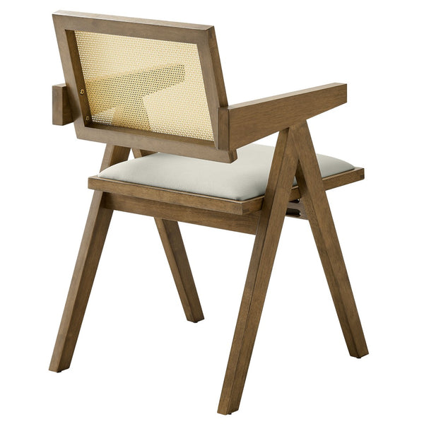 Modway Furniture Thera Vegan Leather Dining Armchair Set of 2 - Stylish Mid-Century Modern Comfort for Any Space Weathered Oak Stone EEI-6919-WEO-STO