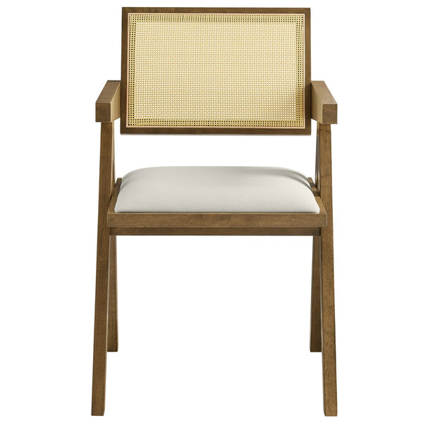 Modway Furniture Thera Vegan Leather Dining Armchair Set of 2 - Stylish Mid-Century Modern Comfort for Any Space Weathered Oak Stone EEI-6919-WEO-STO