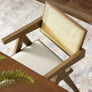 Modway Furniture Thera Vegan Leather Dining Armchair Set of 2 - Stylish Mid-Century Modern Comfort for Any Space Weathered Oak Stone EEI-6919-WEO-STO