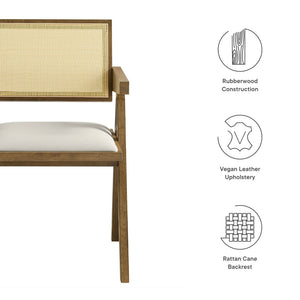 Modway Furniture Thera Vegan Leather Dining Armchair Set of 2 - Stylish Mid-Century Modern Comfort for Any Space Weathered Oak Stone EEI-6919-WEO-STO