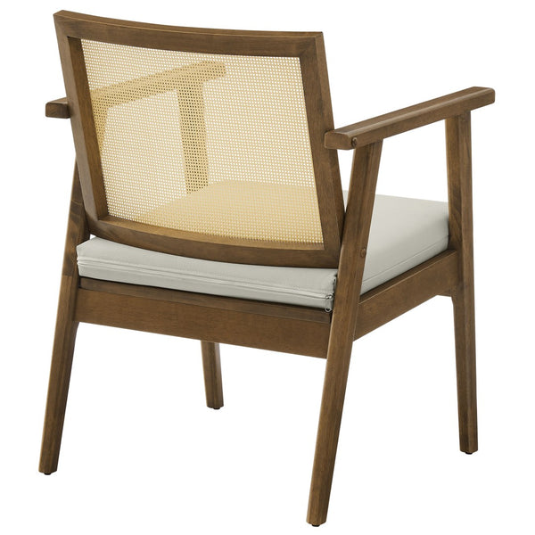 Modway Furniture Thera Mid-Century Vegan Leather & Cane Accent Armchairs Set of 2 for Stylish Home Decor Weathered Oak Stone EEI-6921-WEO-STO