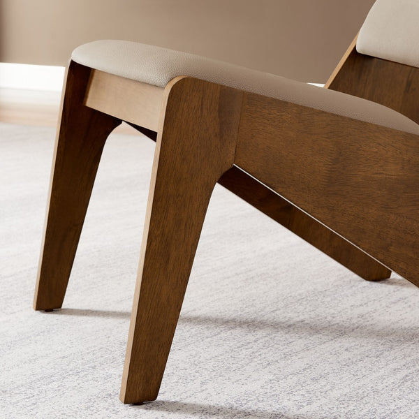 Modway Furniture Rylina Vegan Leather Accent Chairs Set of 2 - Mid-Century Modern Comfort for Any Space Walnut Brown EEI-6922-WAL-BRN