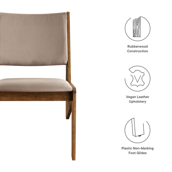 Modway Furniture Rylina Vegan Leather Accent Chairs Set of 2 - Mid-Century Modern Comfort for Any Space Walnut Brown EEI-6922-WAL-BRN