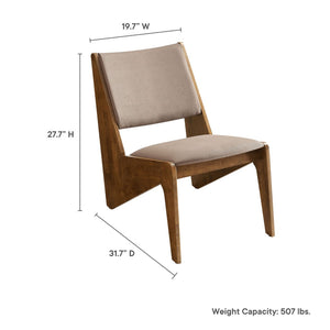 Modway Furniture Rylina Vegan Leather Accent Chairs Set of 2 - Mid-Century Modern Comfort for Any Space Walnut Brown EEI-6922-WAL-BRN
