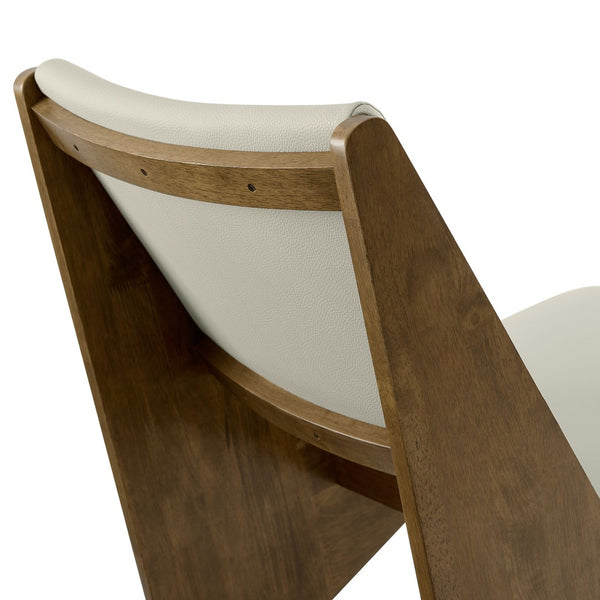 Modway Furniture Rylina Vegan Leather Accent Chairs Set of 2 - Mid-Century Modern Comfort for Any Space Weathered Oak Stone EEI-6922-WEO-STO