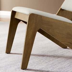 Modway Furniture Rylina Vegan Leather Accent Chairs Set of 2 - Mid-Century Modern Comfort for Any Space Weathered Oak Stone EEI-6922-WEO-STO