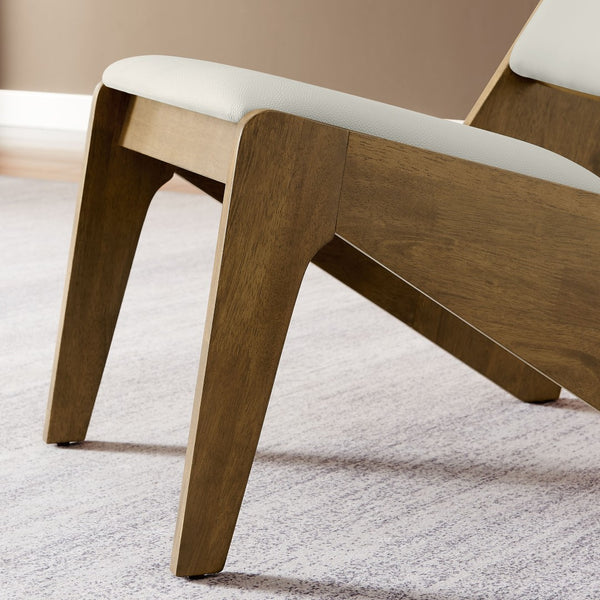 Modway Furniture Rylina Vegan Leather Accent Chairs Set of 2 - Mid-Century Modern Comfort for Any Space Weathered Oak Stone EEI-6922-WEO-STO