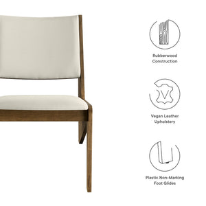 Modway Furniture Rylina Vegan Leather Accent Chairs Set of 2 - Mid-Century Modern Comfort for Any Space Weathered Oak Stone EEI-6922-WEO-STO