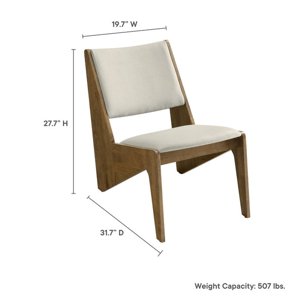 Modway Furniture Rylina Vegan Leather Accent Chairs Set of 2 - Mid-Century Modern Comfort for Any Space Weathered Oak Stone EEI-6922-WEO-STO