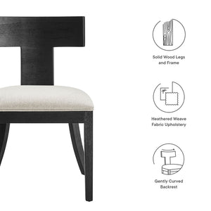 Modway Furniture Peregrine Upholstered Dining Chairs Set of 2 - Stylish Mid-Century Modern Accent Seating for Home Black Heathered Weave Ivory EEI-6923-BLK-HEI