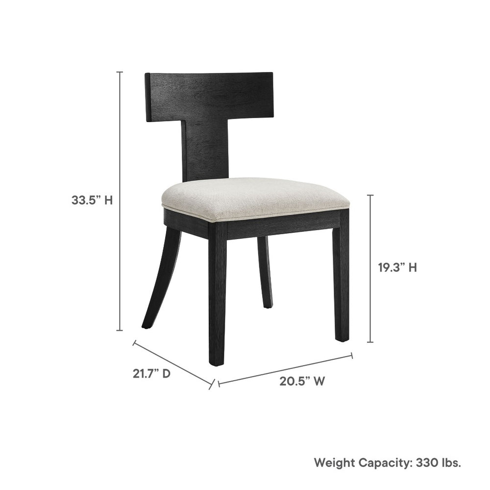 Modway Furniture Peregrine Upholstered Dining Chairs Set of 2 - Stylish Mid-Century Modern Accent Seating for Home Black Heathered Weave Ivory EEI-6923-BLK-HEI