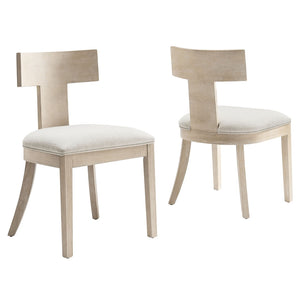 Modway Furniture Peregrine Upholstered Dining Chairs Set of 2 - Stylish Mid-Century Modern Accent Seating for Home Natural Heathered Weave Ivory EEI-6923-NAT-HEI