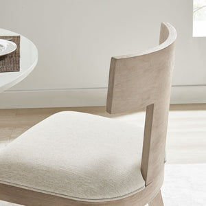 Modway Furniture Peregrine Upholstered Dining Chairs Set of 2 - Stylish Mid-Century Modern Accent Seating for Home Natural Heathered Weave Ivory EEI-6923-NAT-HEI