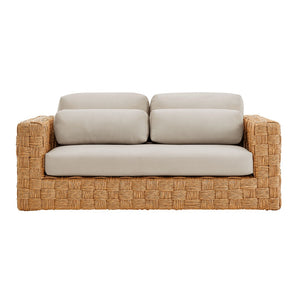 Modway Furniture Thames Outdoor Patio Loveseat - Weather-Resistant Rattan Seating with Plush Cushions & Lumbar Support EEI-6924-NAT-LGR