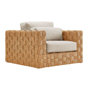 Modway Furniture Thames Outdoor Patio Armchair - Durable Rattan & Plush Cushions for Relaxing Garden Lounging EEI-6925-NAT-LGR