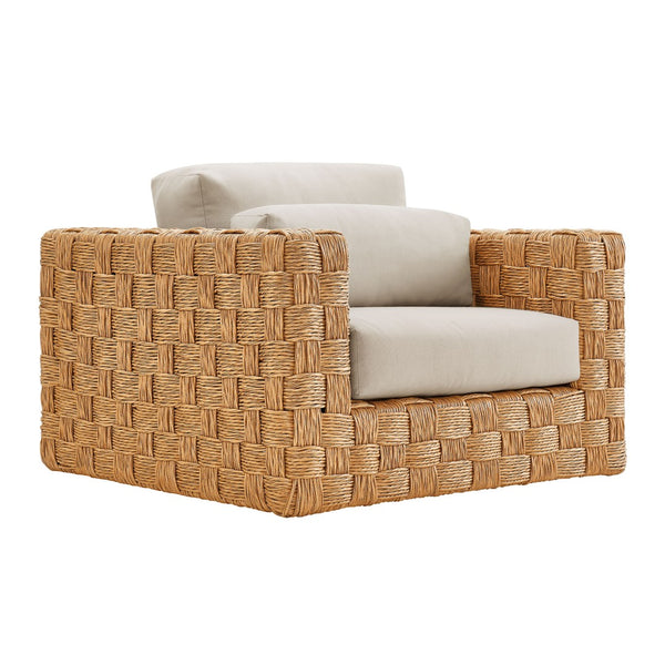 Modway Furniture Thames Outdoor Patio Armchair - Durable Rattan & Plush Cushions for Relaxing Garden Lounging EEI-6925-NAT-LGR