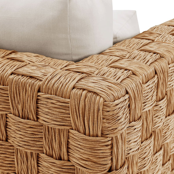 Modway Furniture Thames Outdoor Patio Armchair - Durable Rattan & Plush Cushions for Relaxing Garden Lounging EEI-6925-NAT-LGR