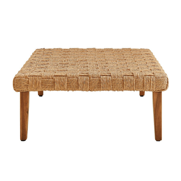 Modway Furniture Thames Outdoor Patio Rattan Coffee Table - Durable, Weather-Resistant, Stylish Acacia Wood Design EEI-6926-NAT