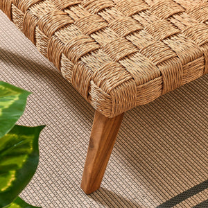 Modway Furniture Thames Outdoor Patio Rattan Coffee Table - Durable, Weather-Resistant, Stylish Acacia Wood Design EEI-6926-NAT